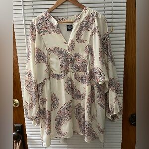 Cream tunic, long sleeve blouse